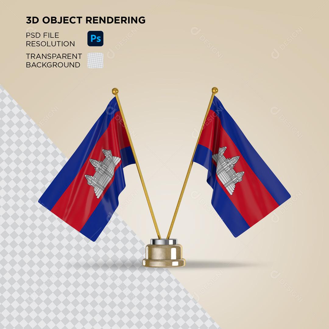 Bandeira da Camboja Elemento 3D Para Composição PSD