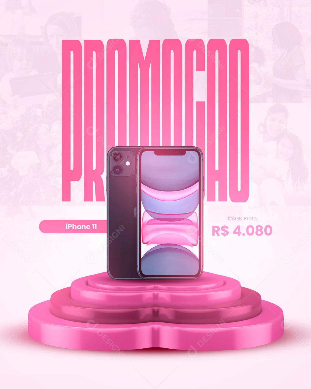 Social Media Promoção Dia Das Mães Sua Mãe de Iphone Novo PSD Editável