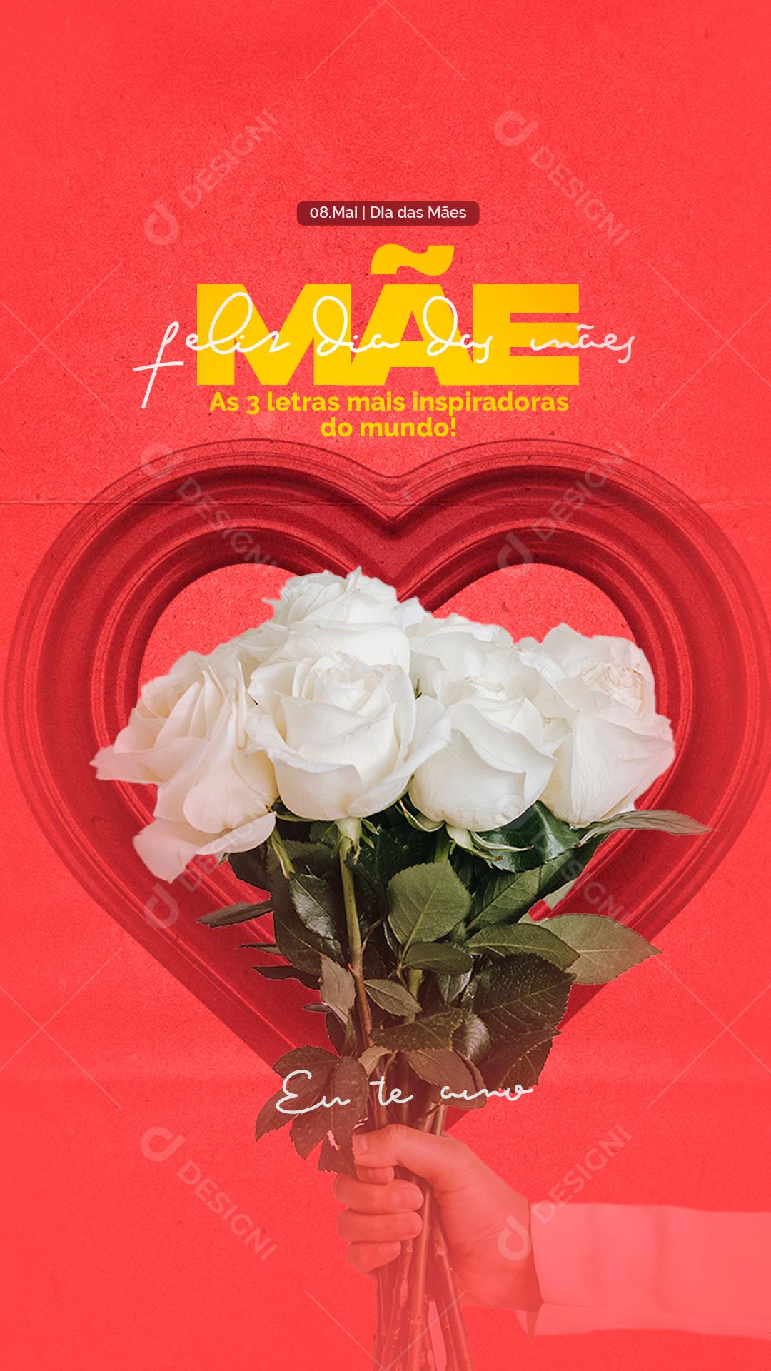 Social Media Story Feliz Dia Das Mães As 3 Letras PSD Editável