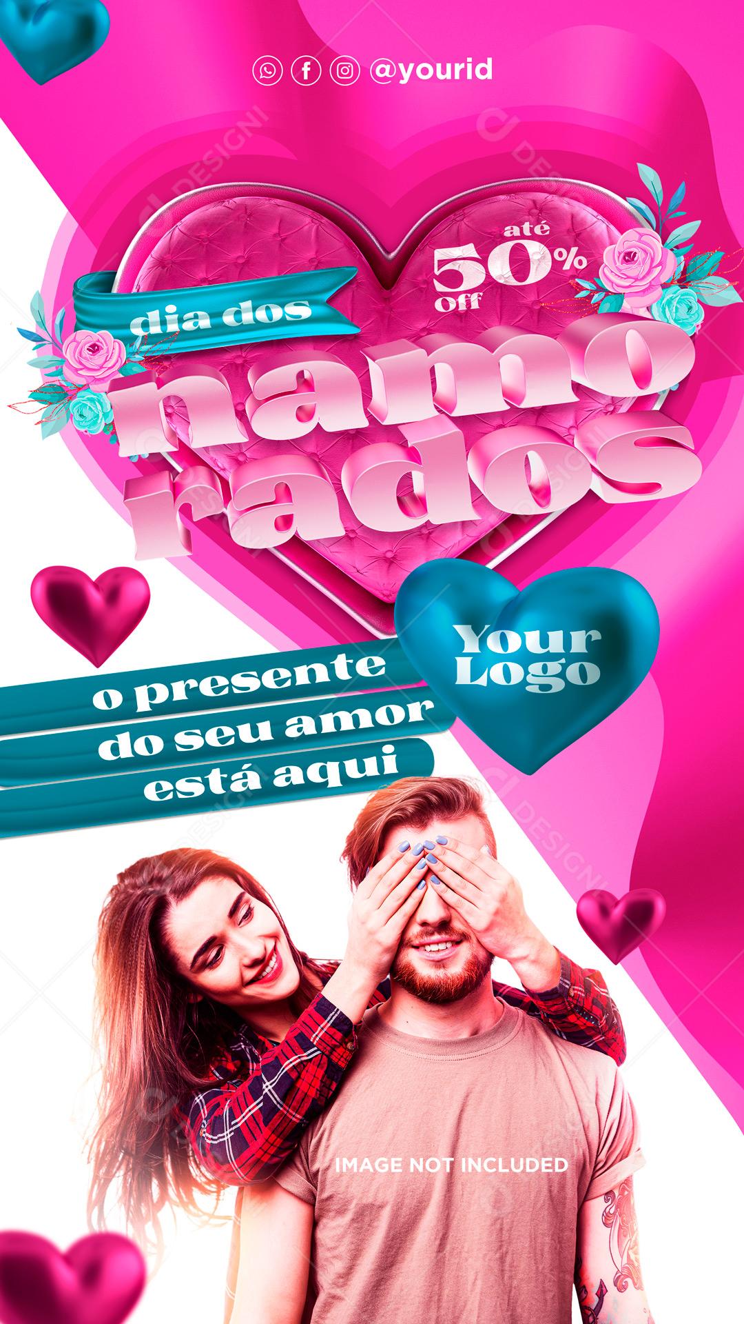 Dia Dos Namorados Promoção Desconto De Até 50% Social Media PSD Editável