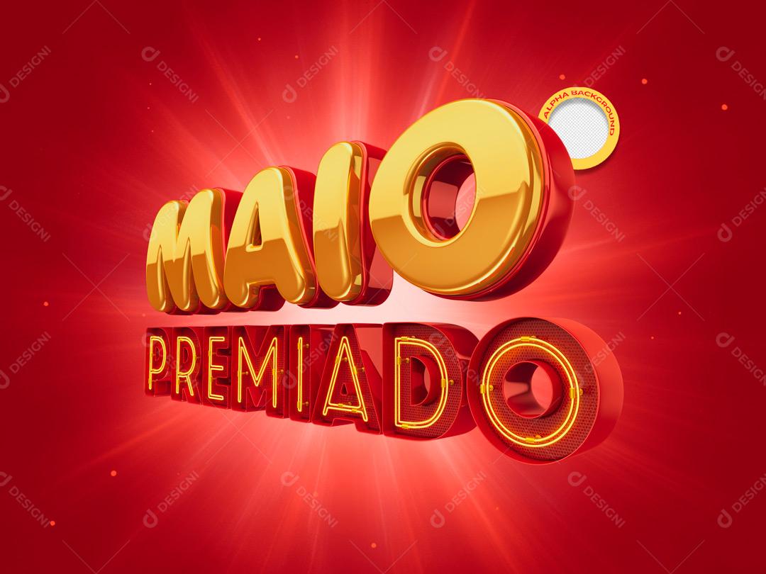 Texto 3D Para Composição Maio Premiado Azul PSD Editável