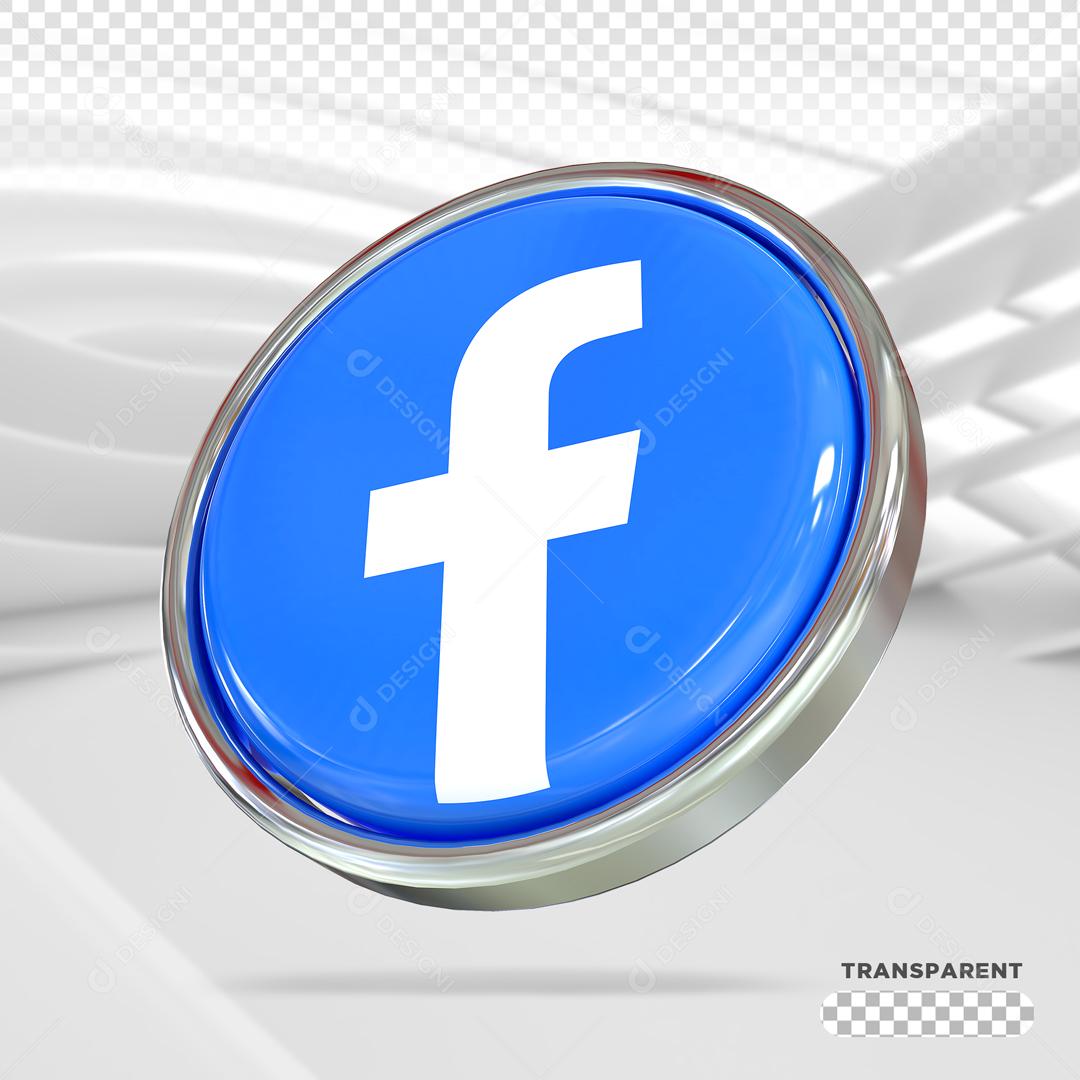 ícone 3D Facebook Elemento Para Composição PSD