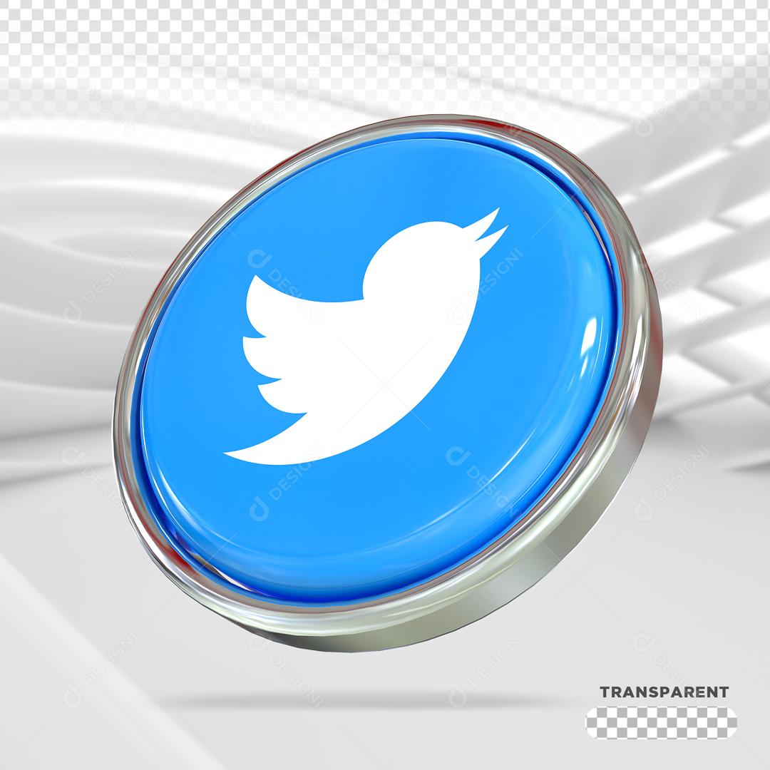 Ícone 3D Twitter Elemento Para Composição PSD