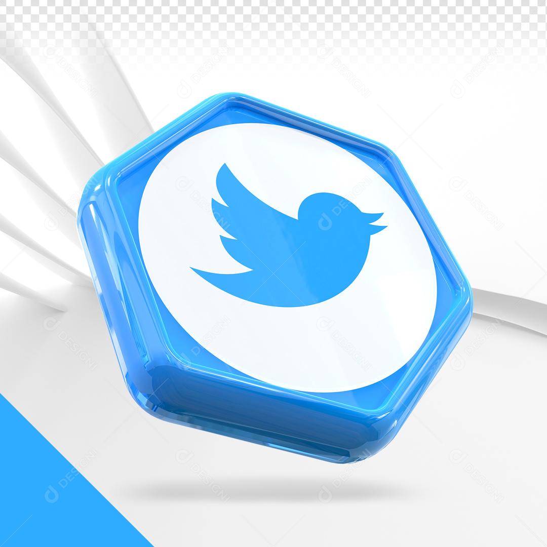 Twitter 3D Elemento Para Composição PSD
