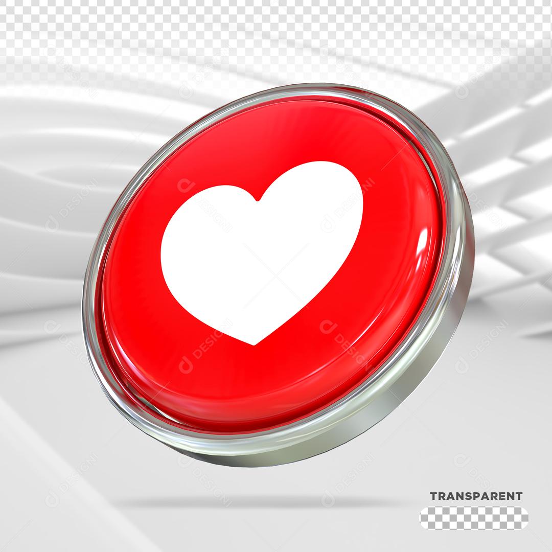 Like de Coração Elemento 3D Para Composição PSD