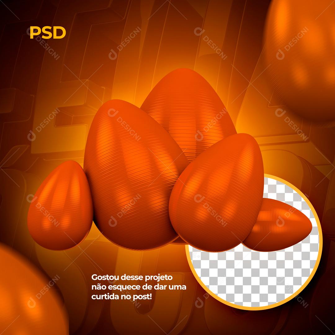 Elemento 3D Para Composição Ovos De Páscoa De Chocolates PSD Editável
