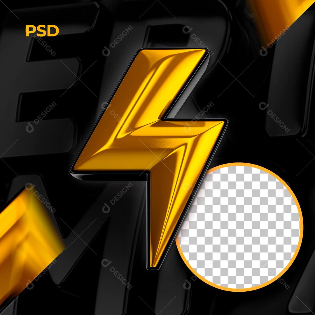 Elemento 3D Par Composição Raio Amarelo PSD Editável