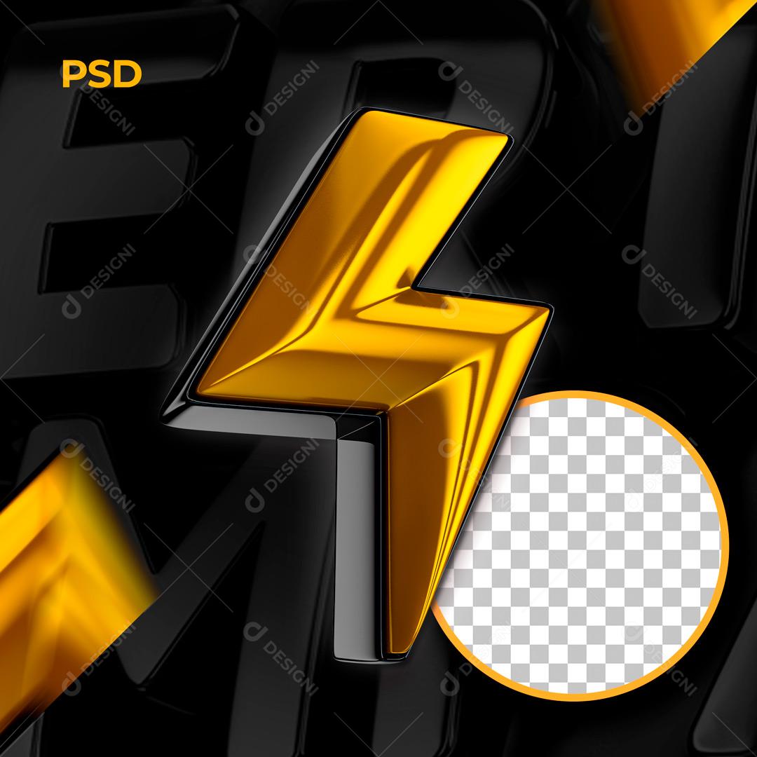 Elemento 3D Par Composição Raio Amarelo PSD Editável