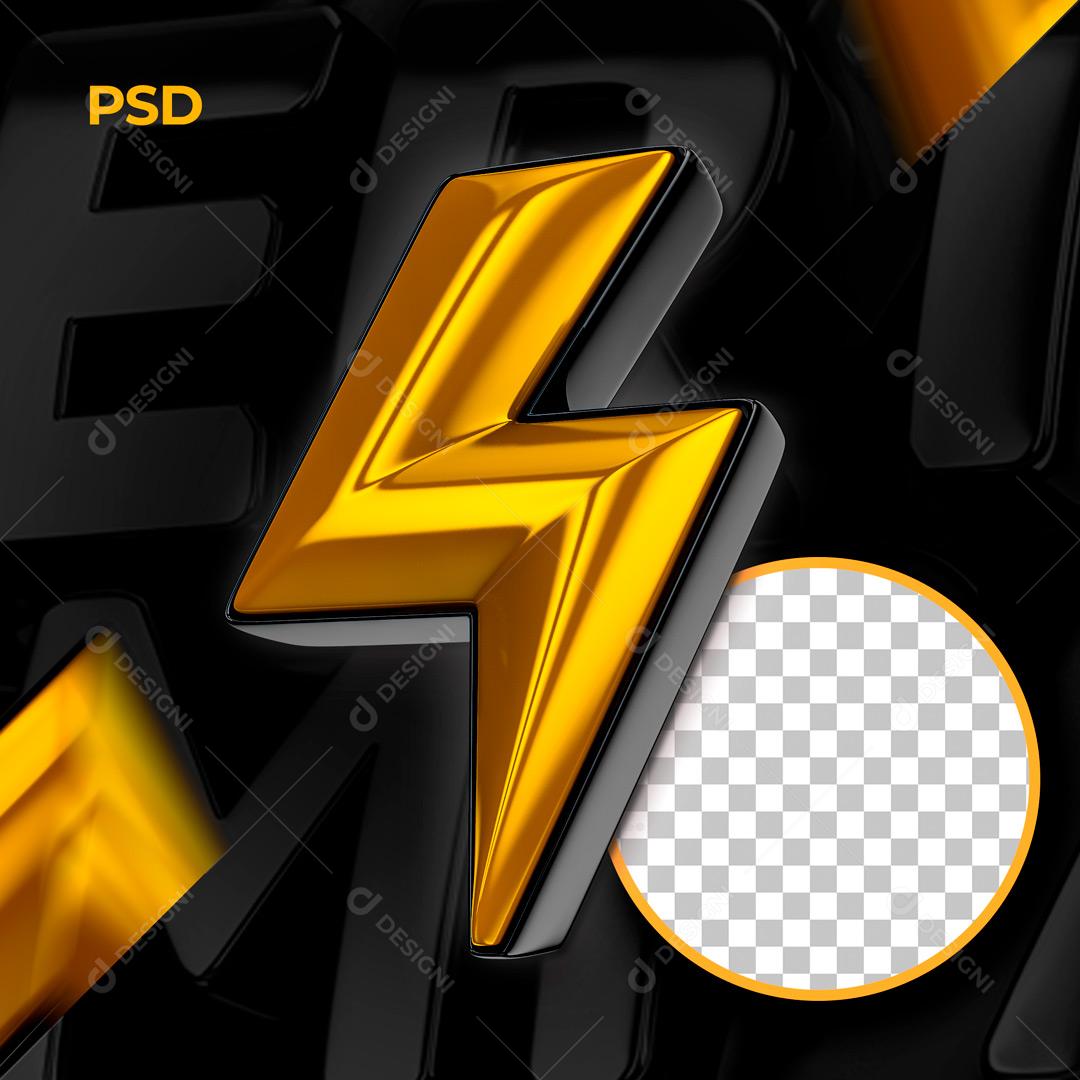 Elemento 3D Par Composição Raio Amarelo PSD Editável