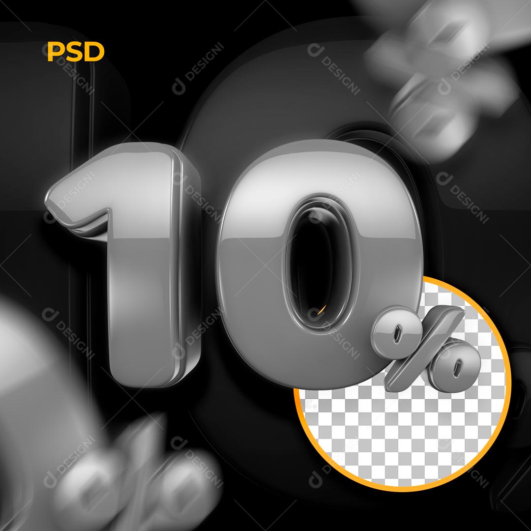 Texto 3D Para Composição 10% De Descontos PSD Editável