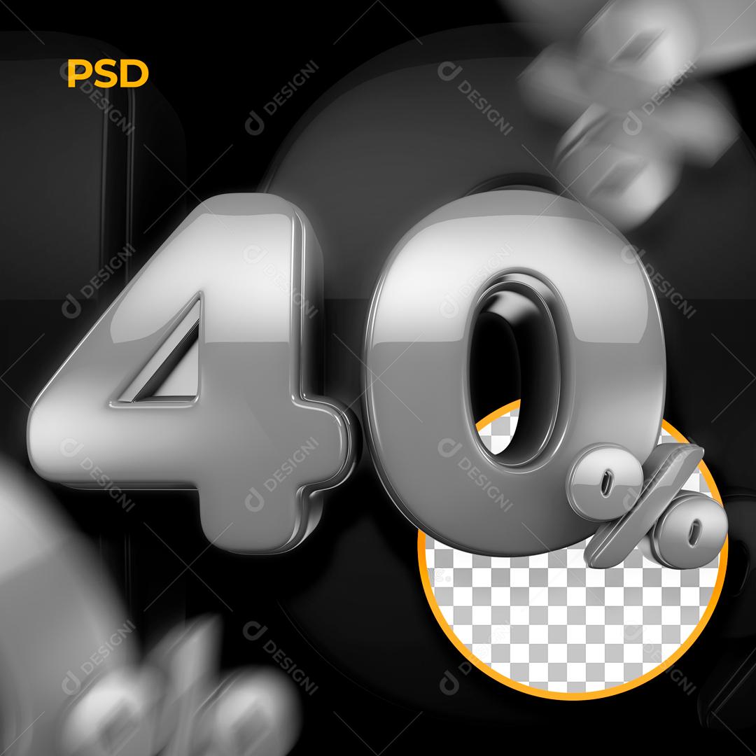 Texto 3D Para Composição 40% De Descontos PSD Editável