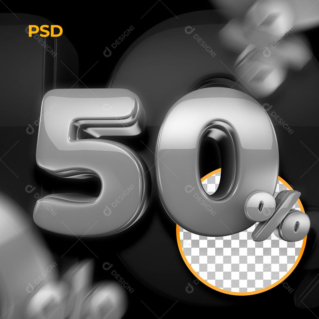 Texto 3D Para Composição 50% De Descontos PSD Editável