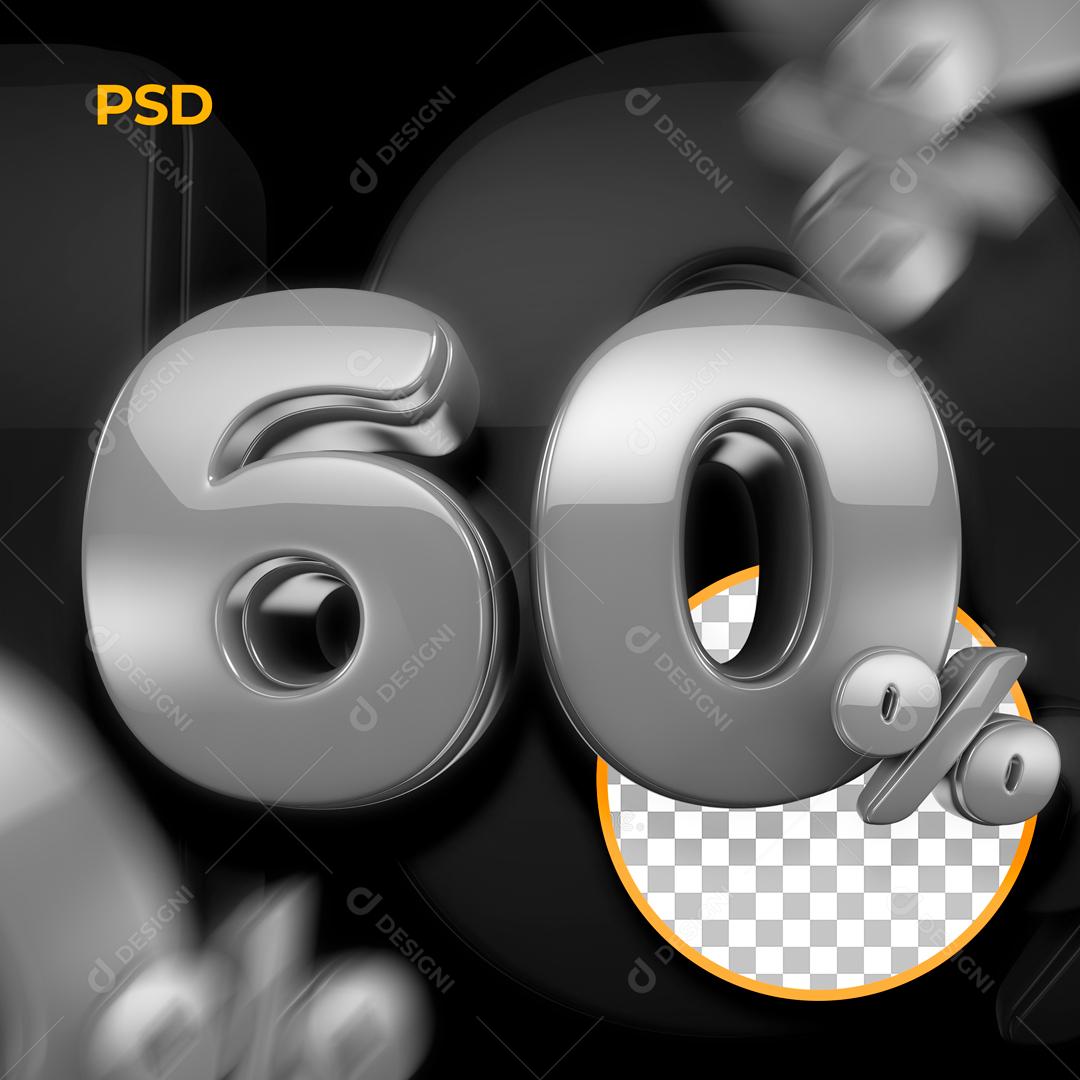 Texto 3D Para Composição 60% De Descontos PSD Editável