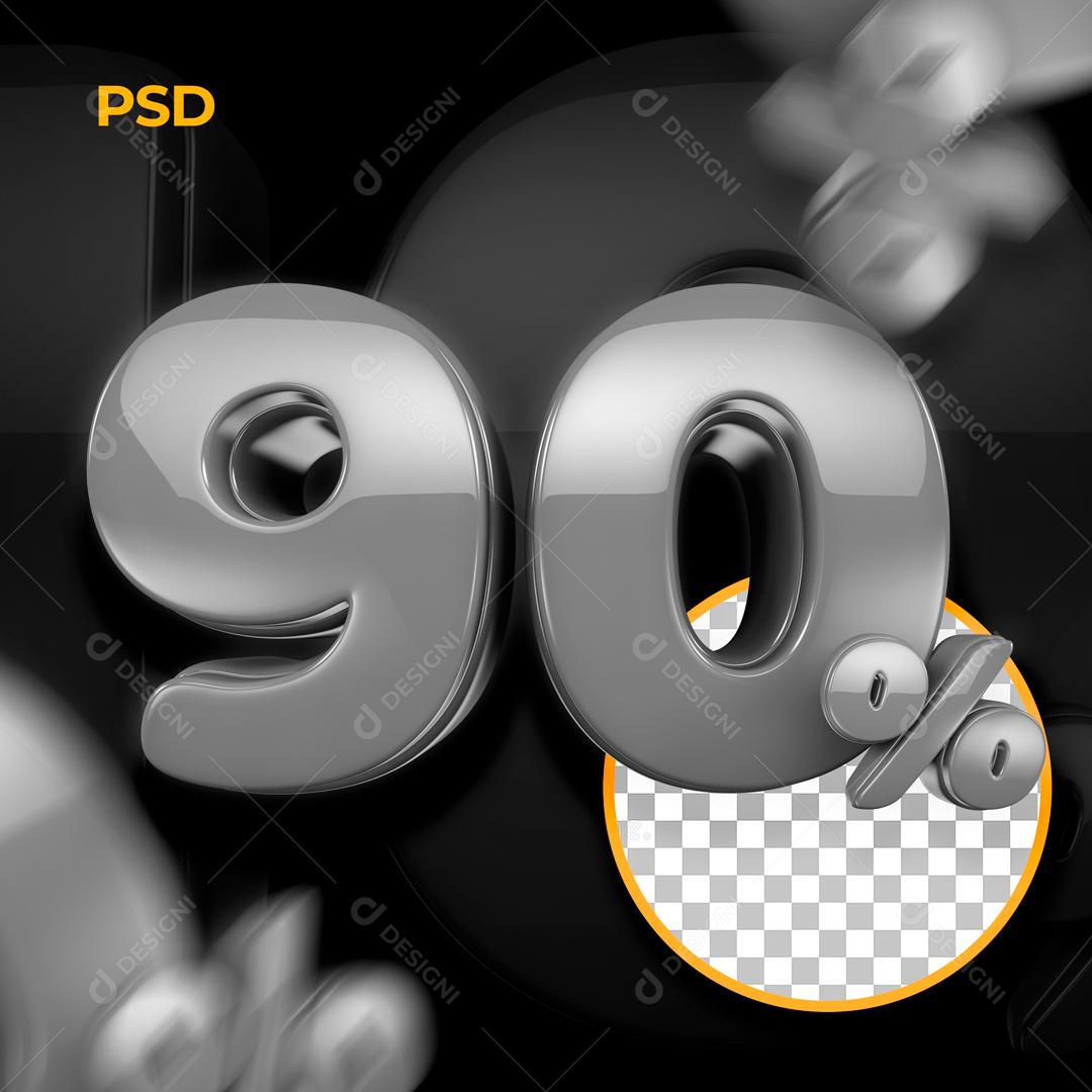 Texto 3D Para Composição 90% De Descontos PSD Editável