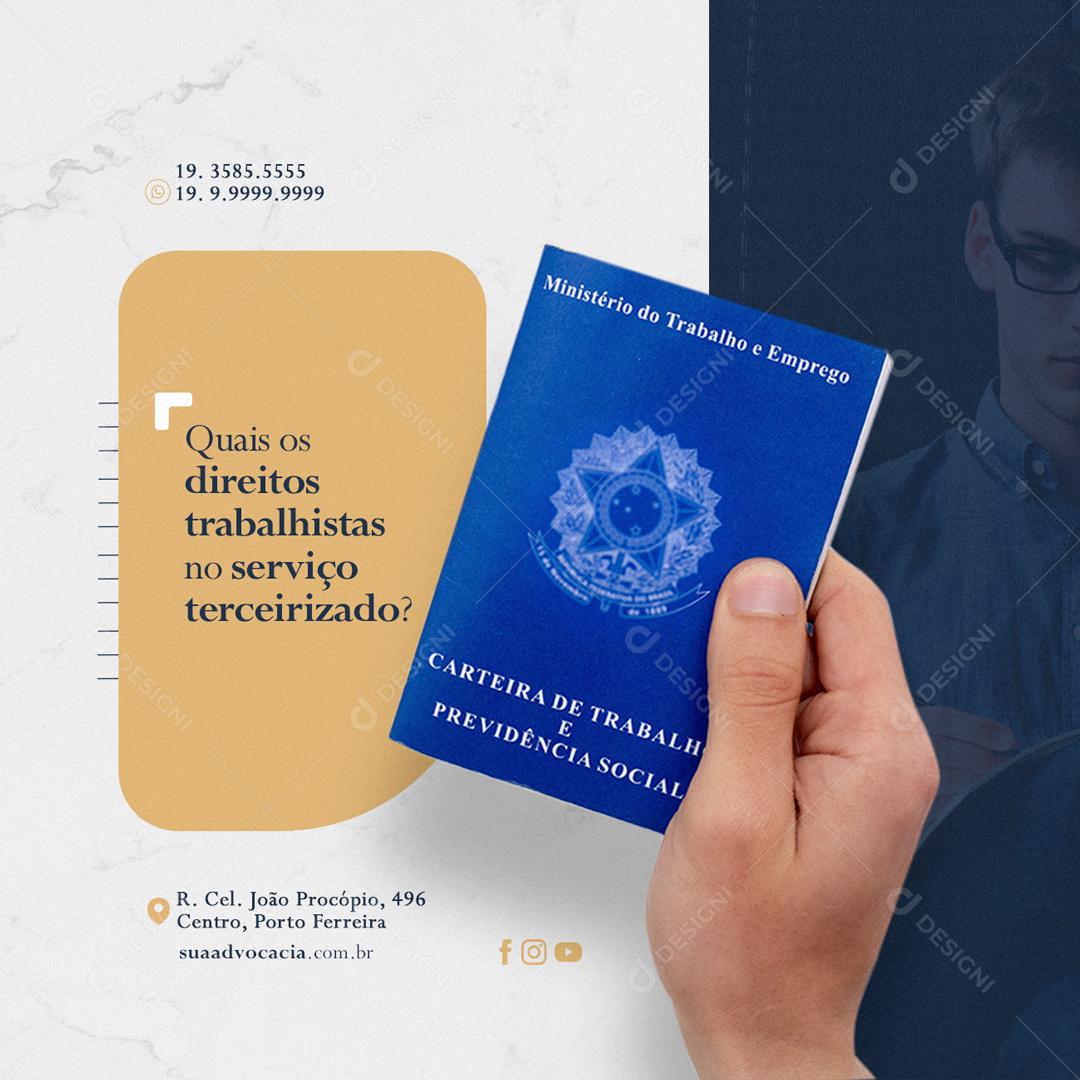 Social Media Advocacia Quais os Direitos Trabalhista PSD Editável