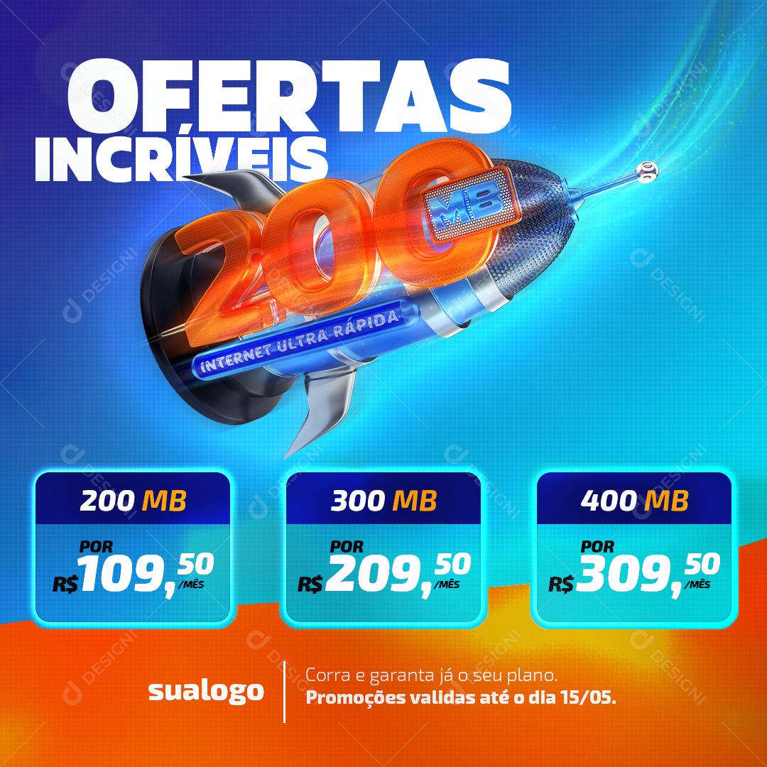 Social Media Ofertas Incríveis Internet Ultra Rápida Provedor de Internet PSD Editável