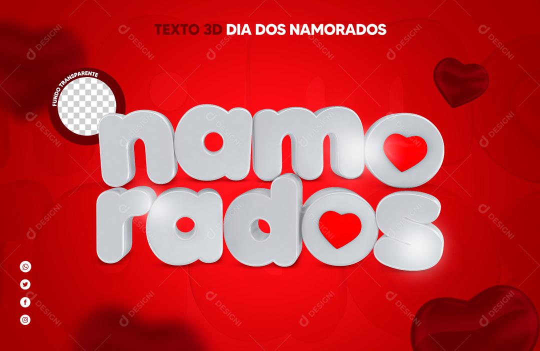 Texto 3D Para Composição Dia Dos Namorados PSD Editável