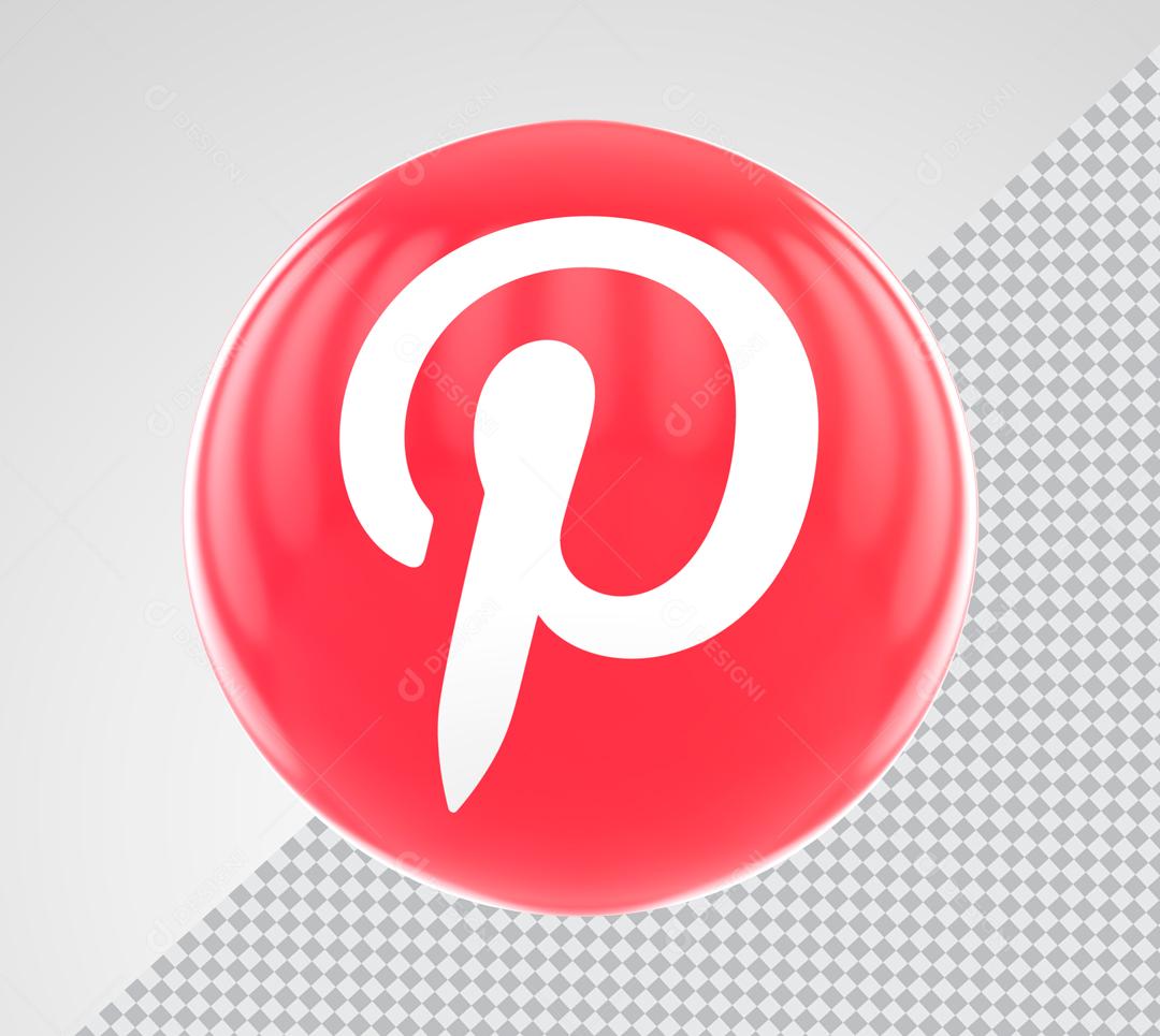 Elemento 3D Pinterest Para Composição PSD