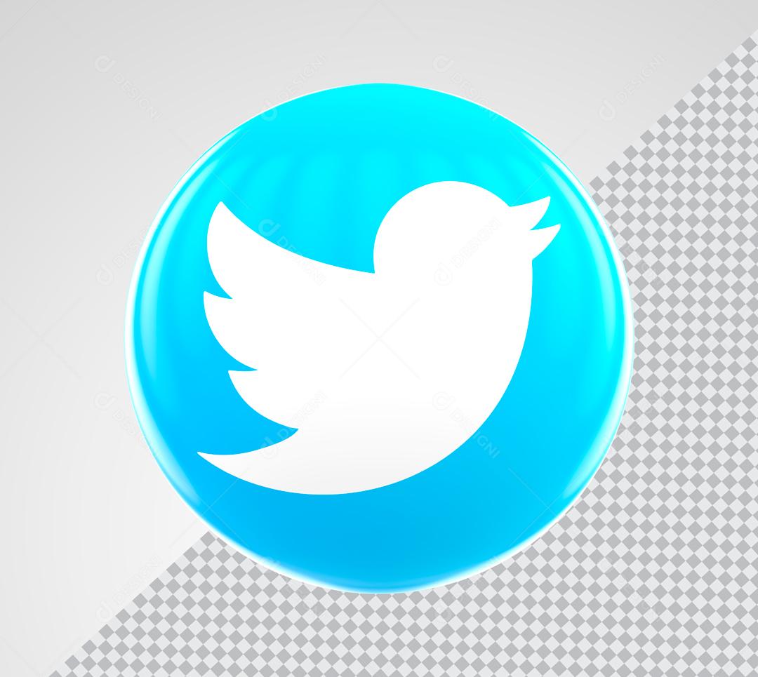 Elemento 3D Twitter Para Composição PSD