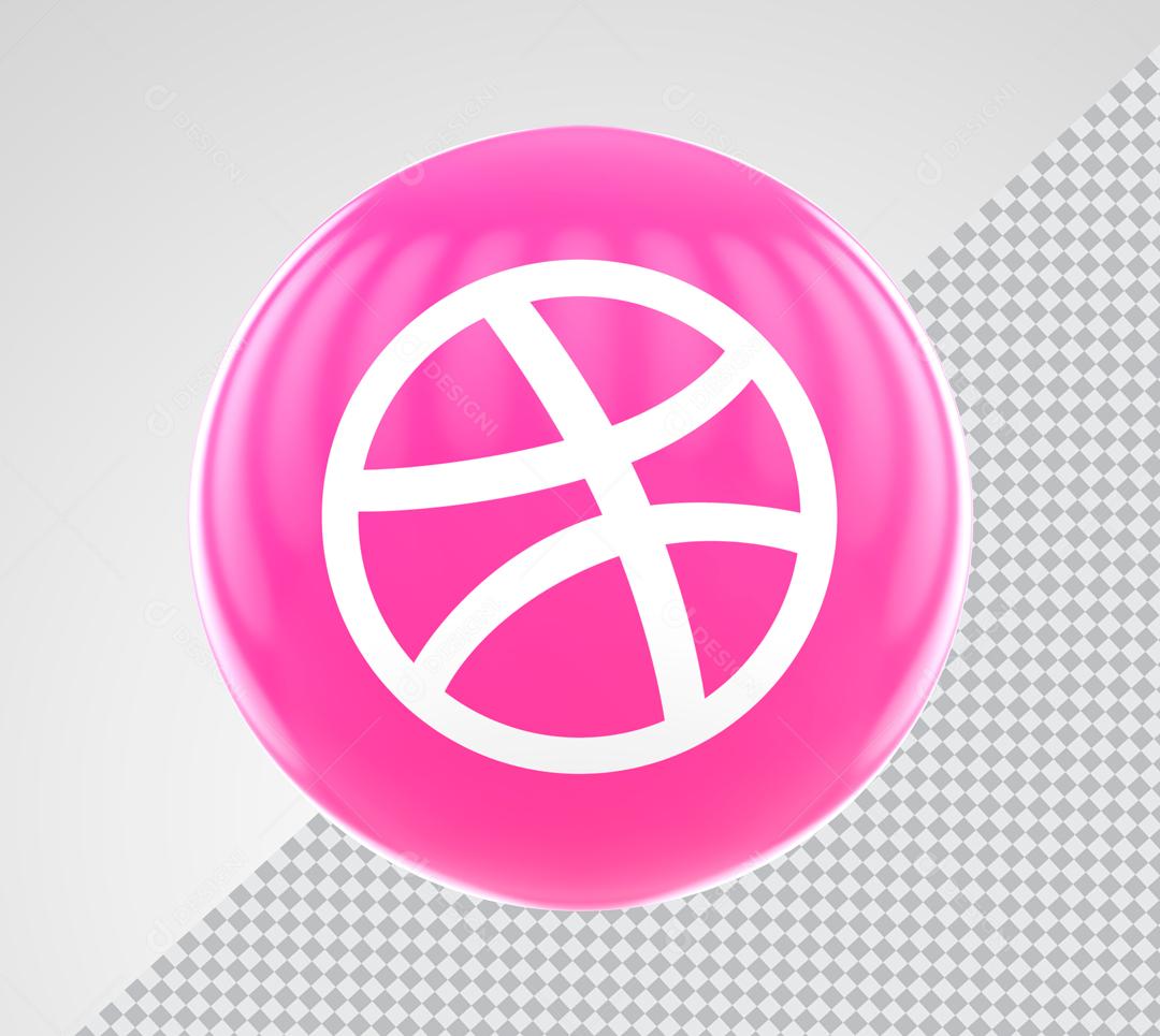 Elemento 3D Dribbble Para Composição PSD