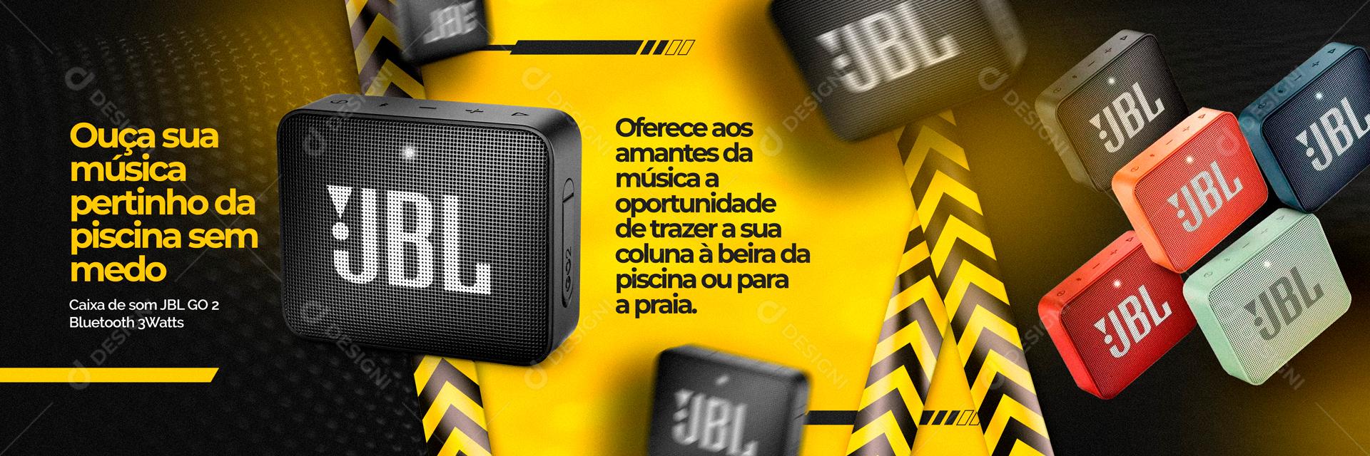 Banner Ouça Sua Música Pertinho Da Piscina Sem Medo Com A Nova JBL Social Media PSD Editável