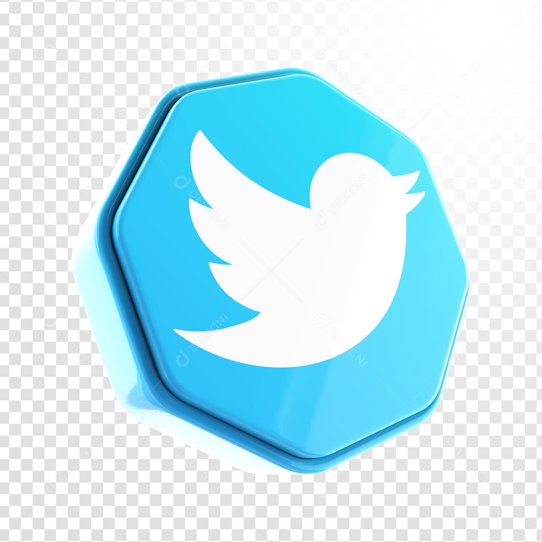 Elemento 3D Twitter Para Composição PSD