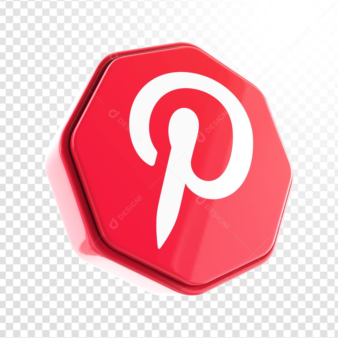 Elemento 3D Pinterest Para Composição PSD