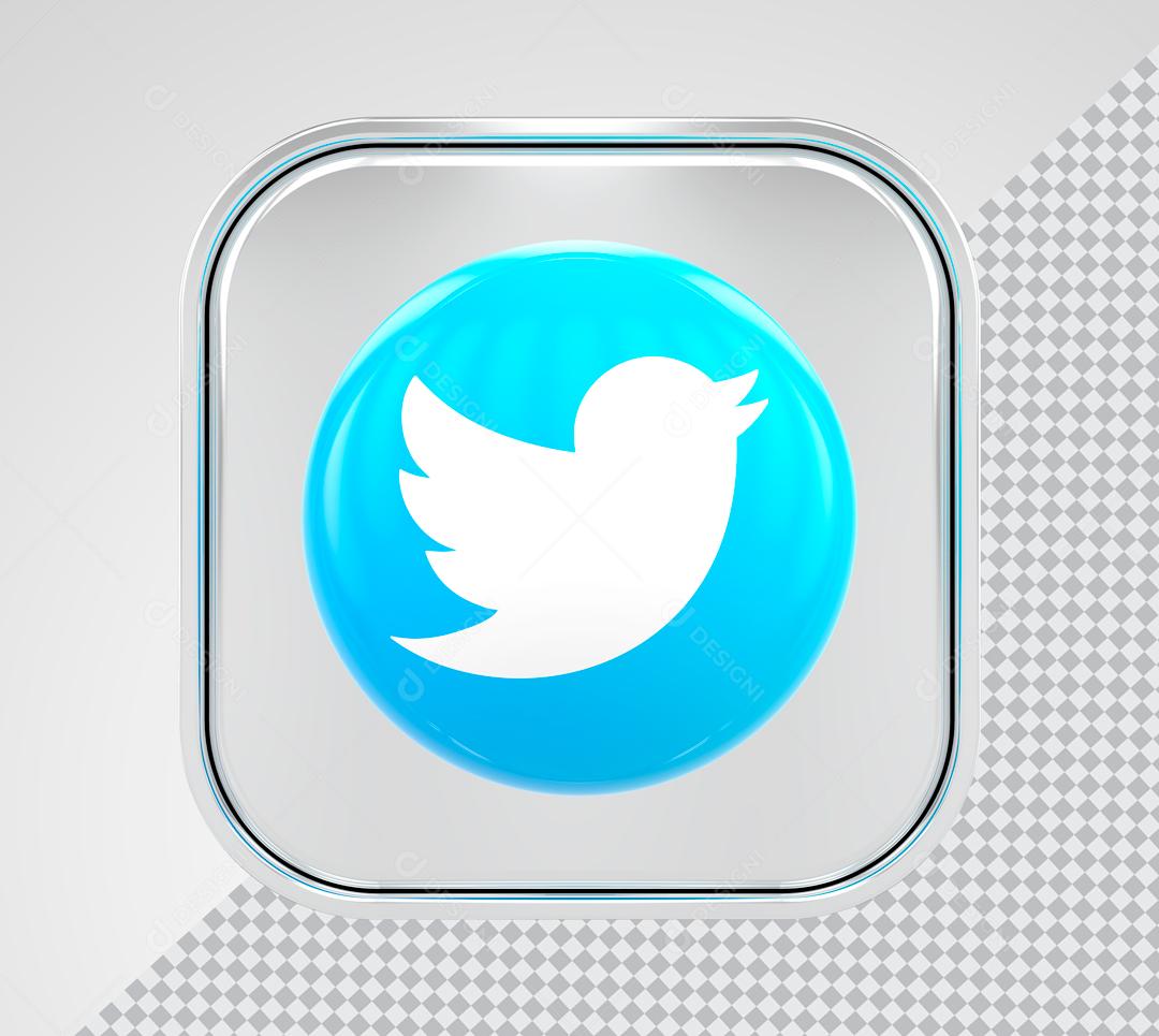 Elemento 3D Twitter ícone Para Composição PSD