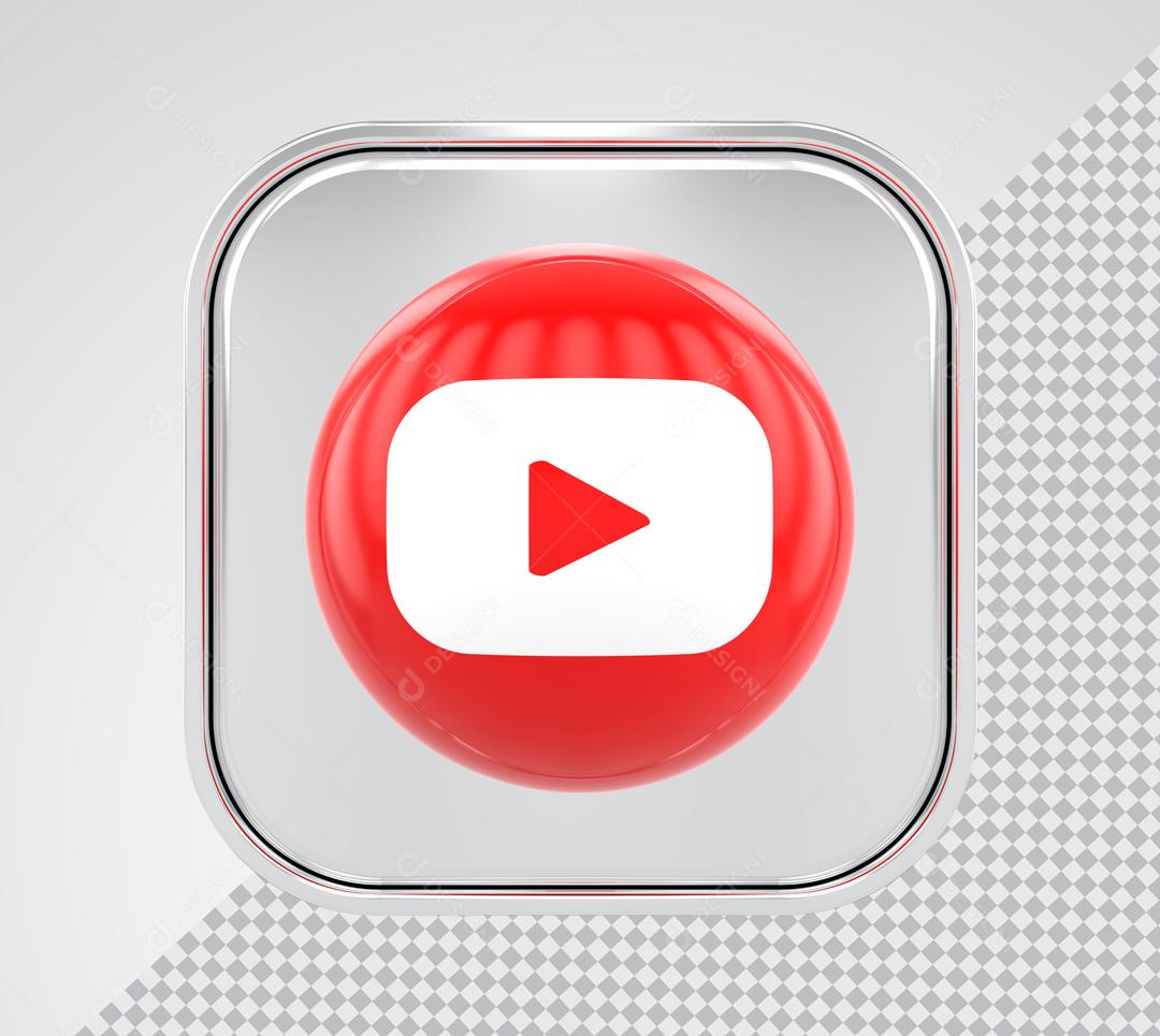 Elemento 3D Youtube ícone Para Composição PSD