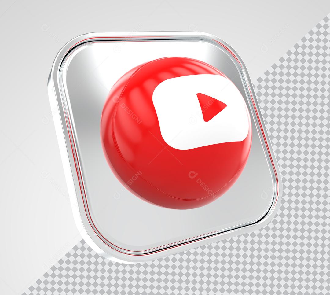 Ícone Youtube 3D Elemento Para Composição PSD