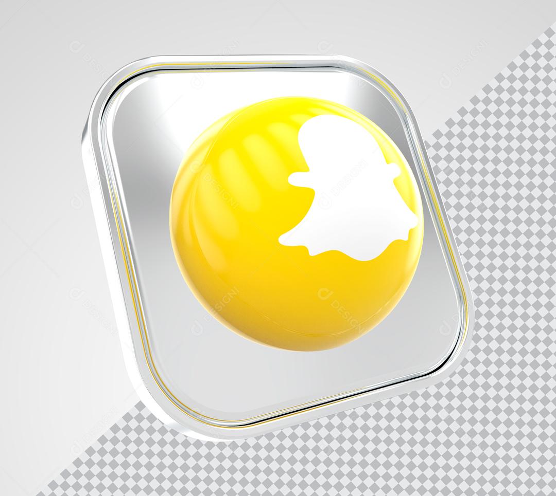 Ícone Snapchat Elemento 3D Para Composição PSD