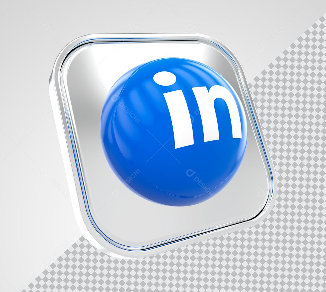 Ícone Linkedin Elemento 3D Para Composição PSD
