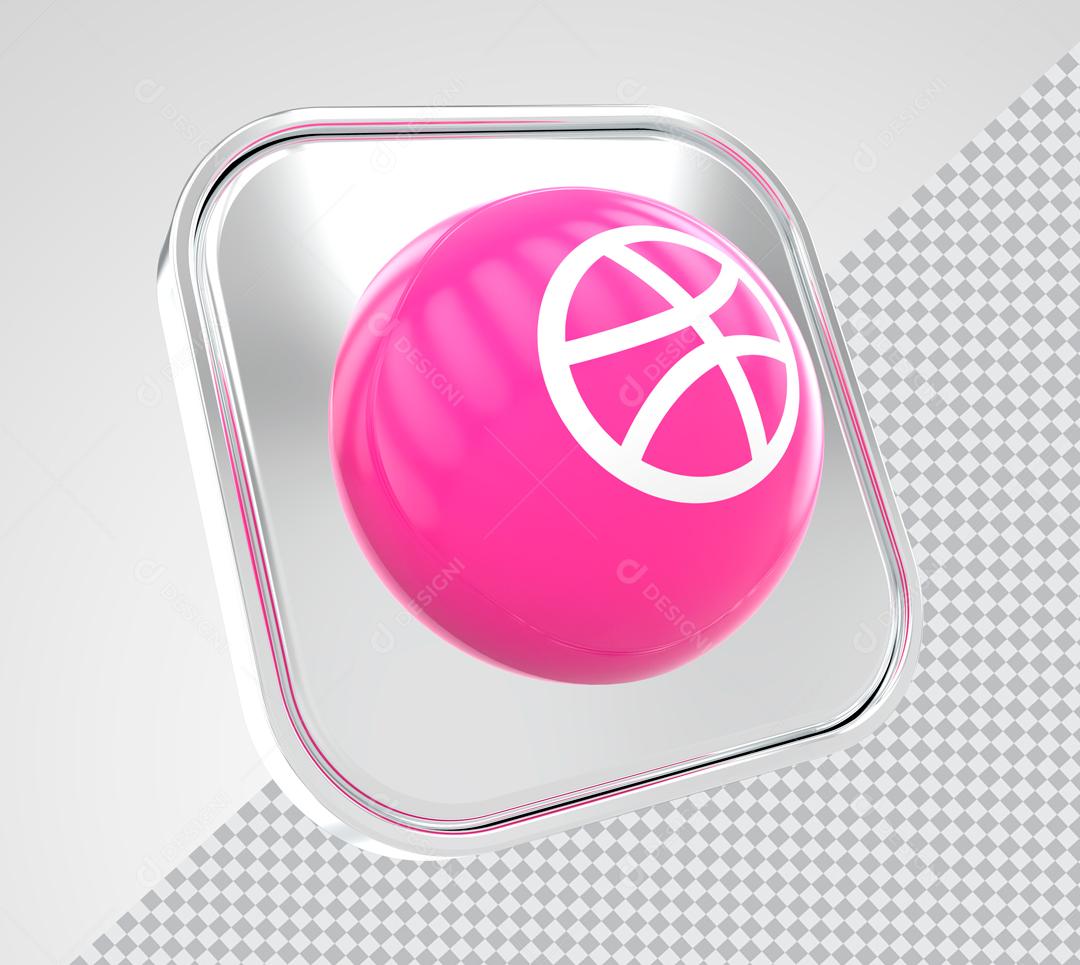 Ícone Dribbble Elemento 3D Para Composição PSD