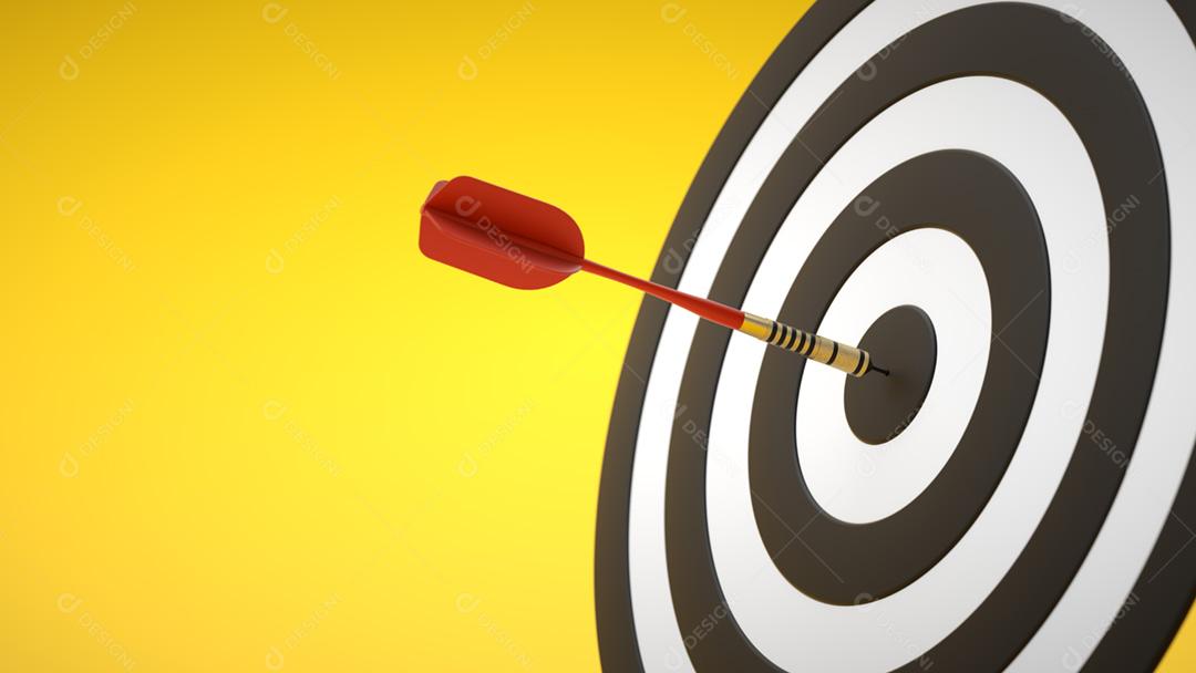 Olho de boi em fundo amarelo. Renderização em 3D