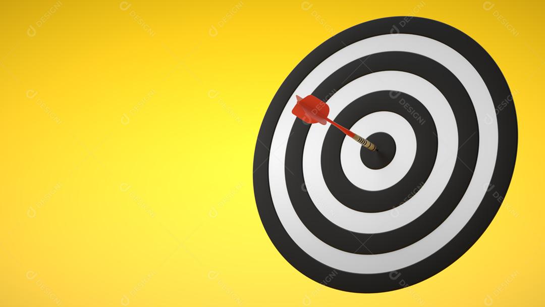 Olho de boi em fundo amarelo. Renderização em 3D