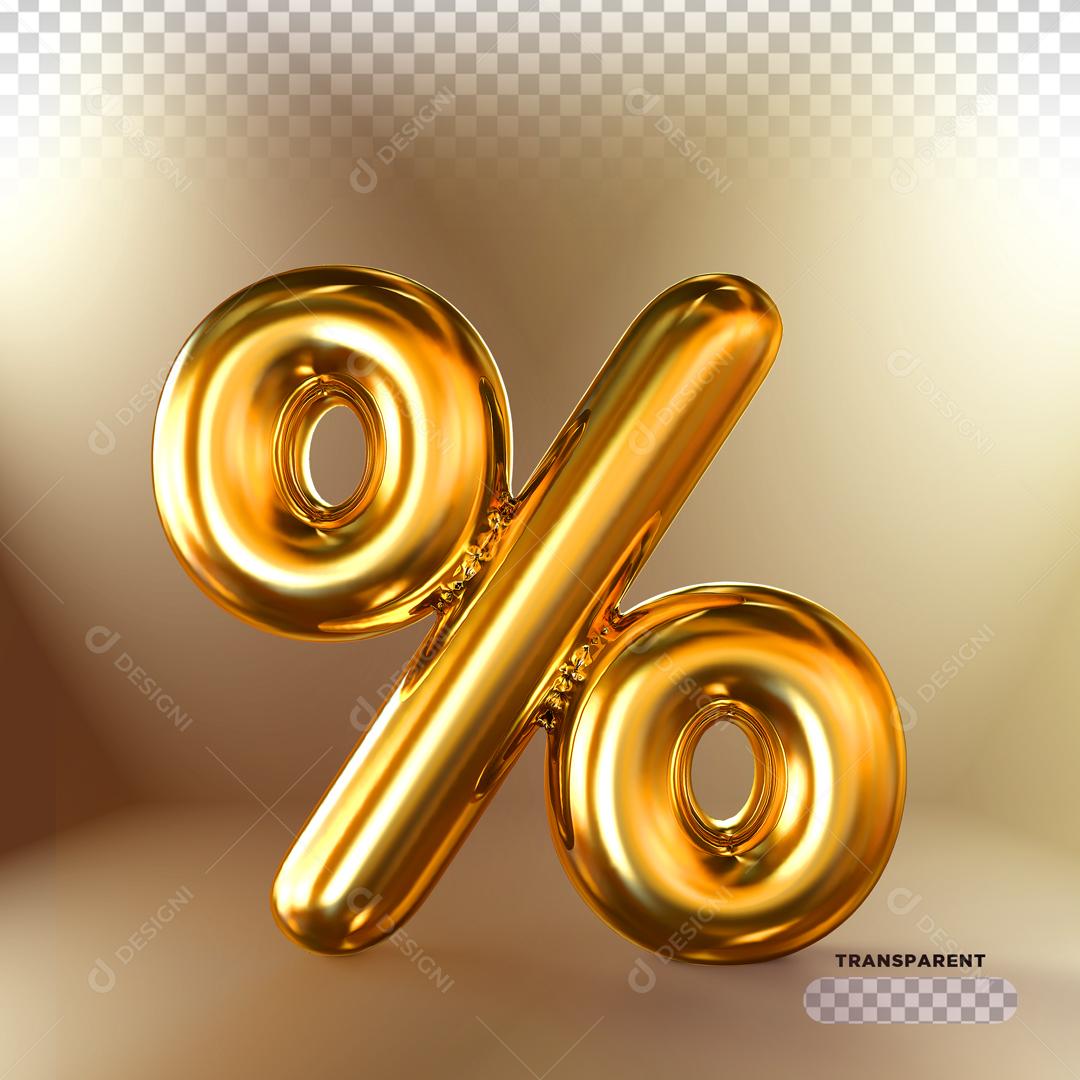 Porcentagem Dourado 3D Para Composição PSD
