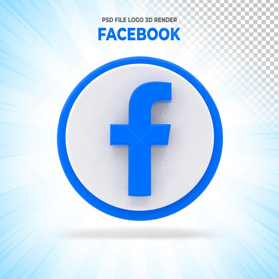 Ícone Facebook 3D Elemento Para Composição PSD