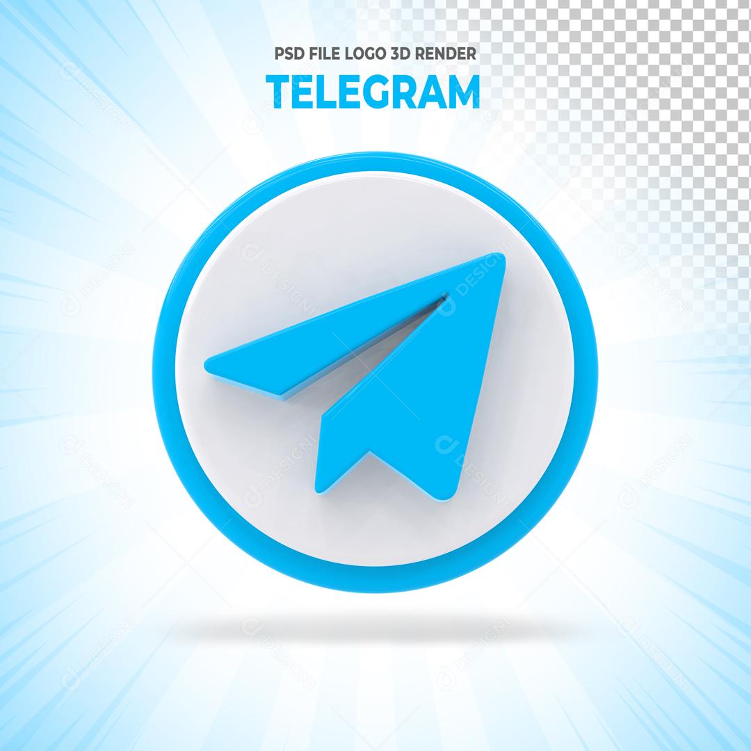 Ícone Telegram 3D Elemento Para Composição PSD