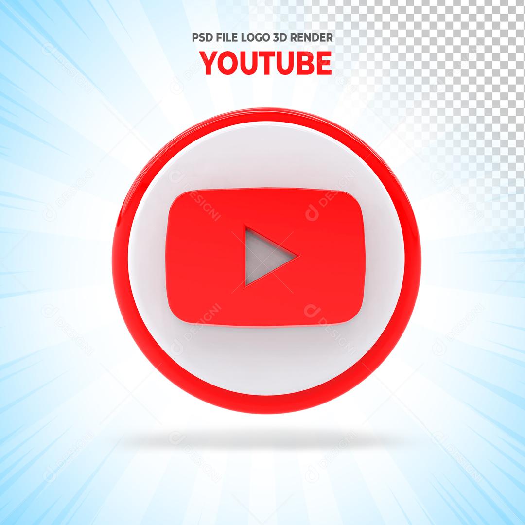 Ícone Youtube 3D Elemento Para Composição PSD