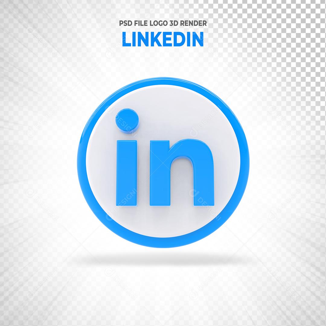 Ícone Linkedin Elemento 3D Para Composição PSD