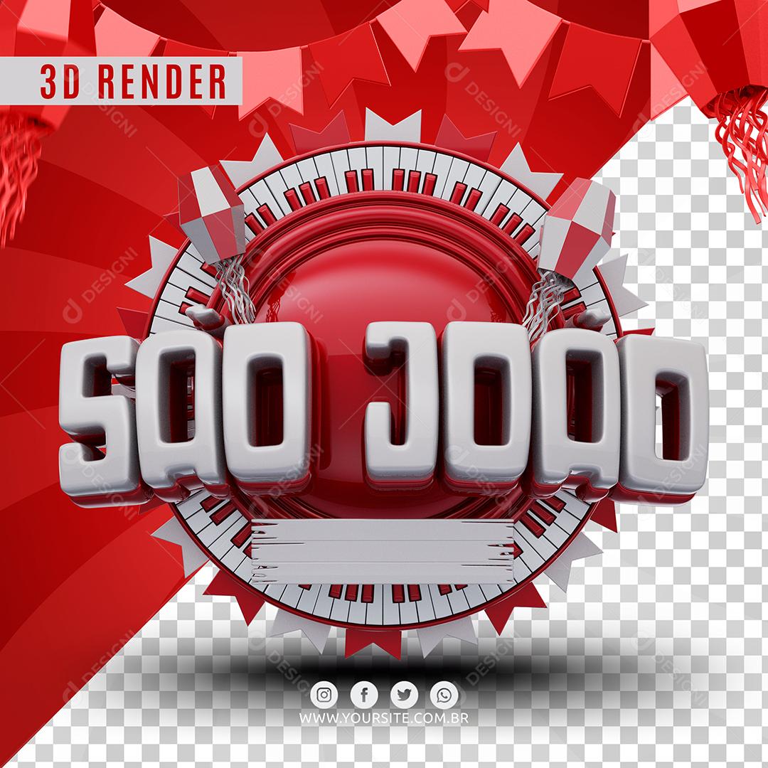 Selo 3D São João Vermelho Para Composição PSD