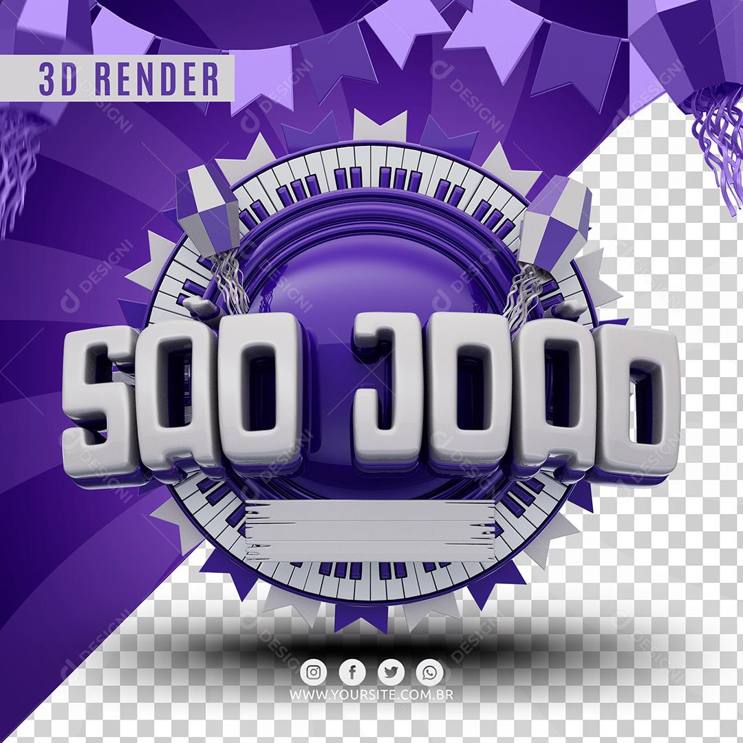 Selo 3D São João Roxo Para Composição PSD