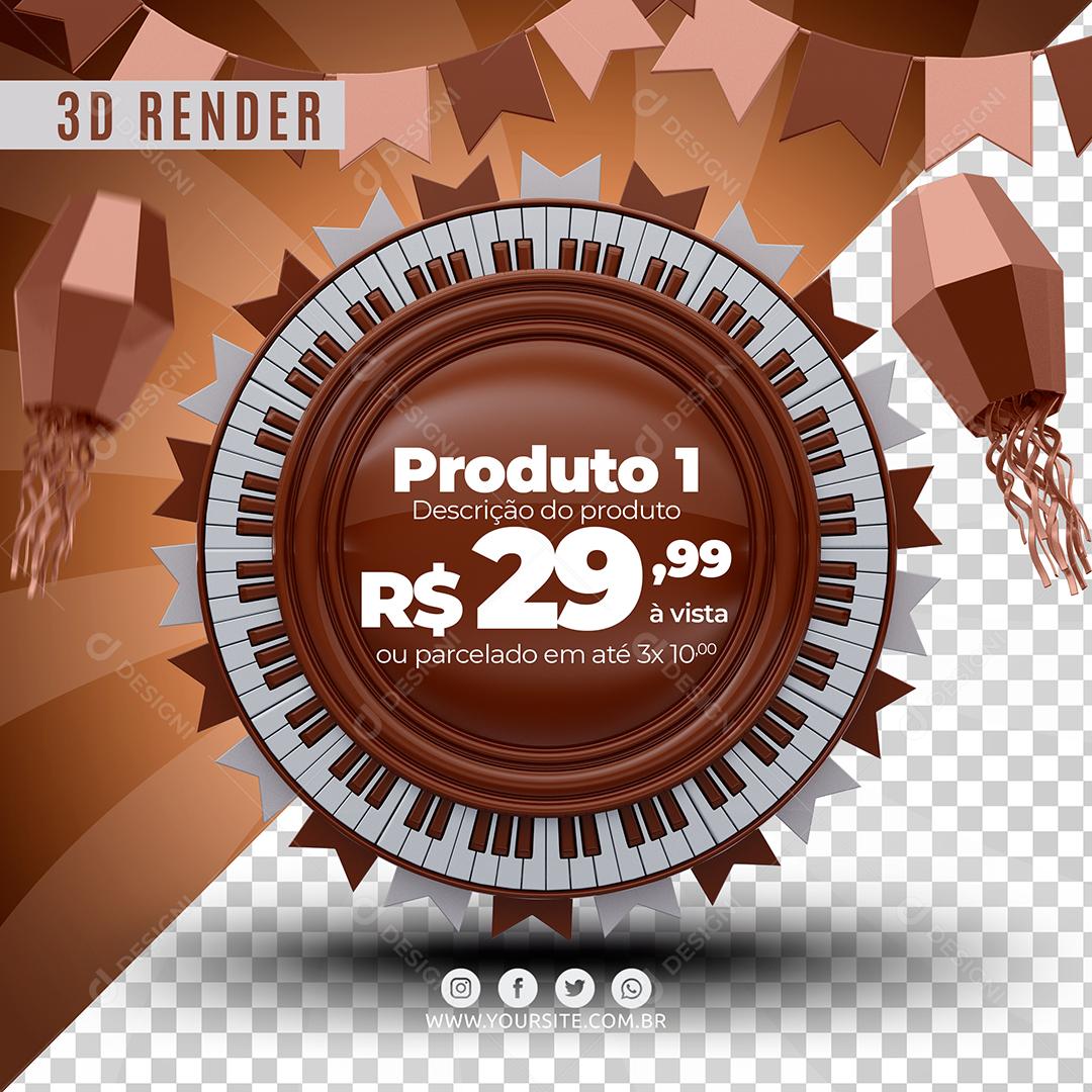 Elemento Circular 3D Marom Para composição de Texto PSD