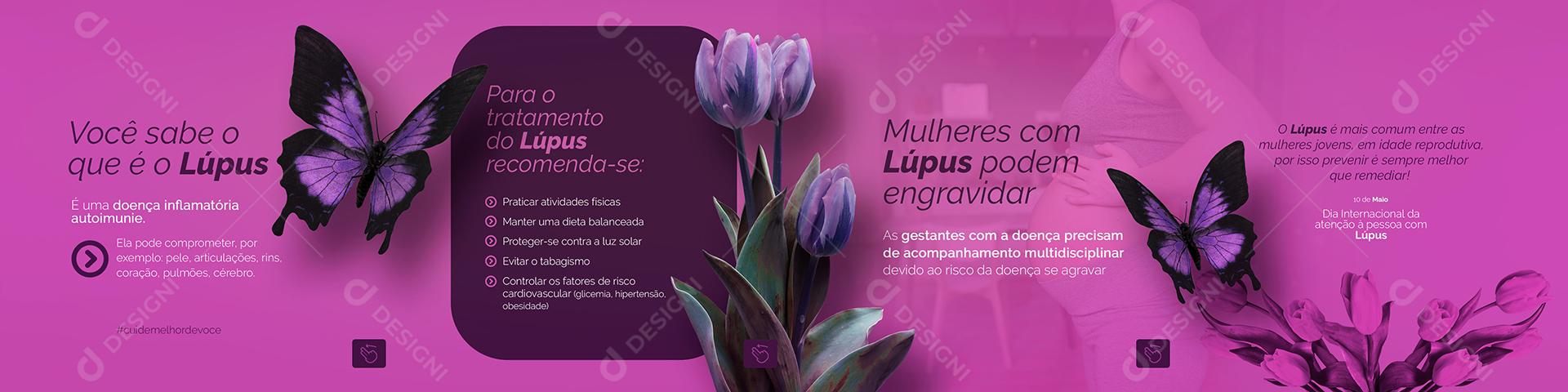 Social Media Carrossel Dia Internacional de Atenção Lúpus Mulher Com Lúpus PSD Editável