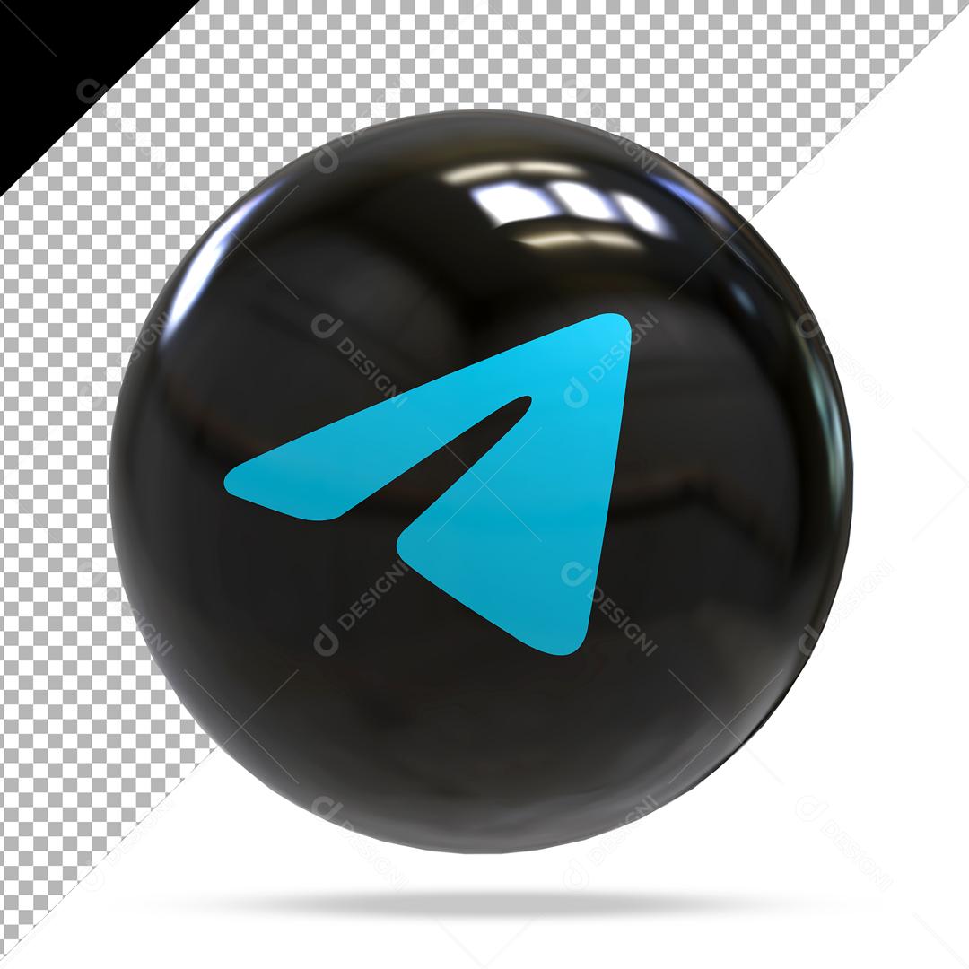 Elemento 3D Telegram Para Composição PSD