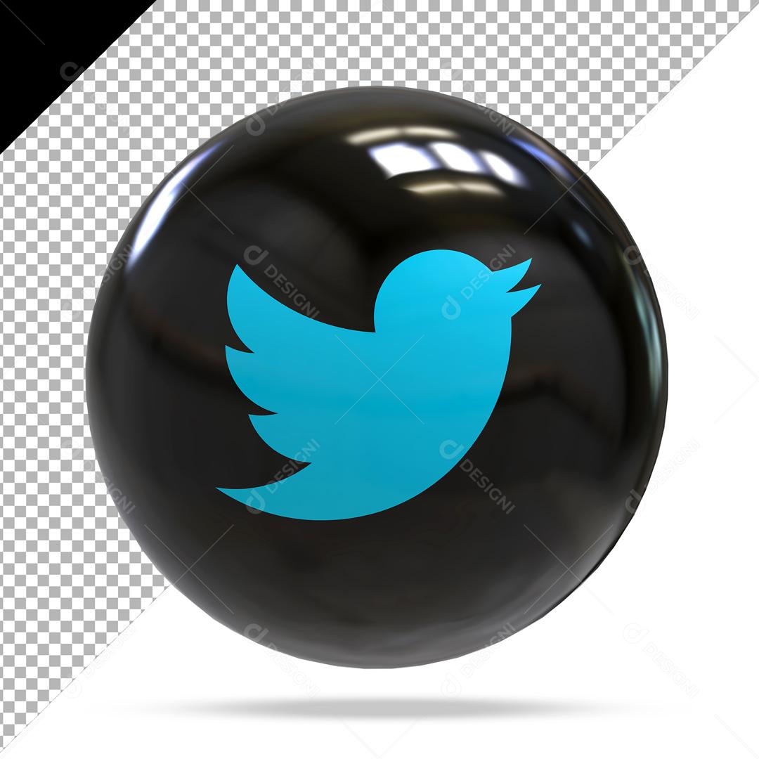 Elemento 3D Twitter Para Composição PSD