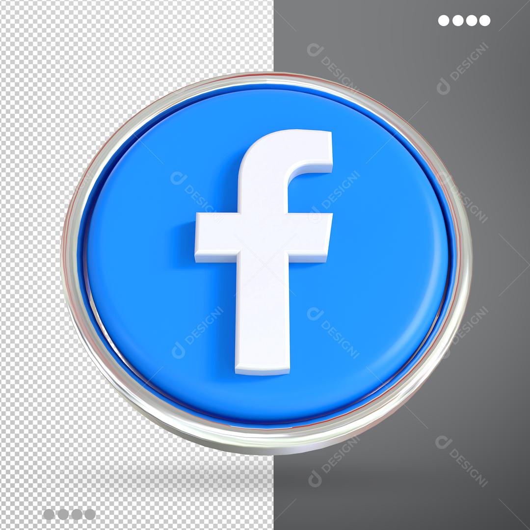 Ícone Facebook 3D Elemento Para Composição PSD