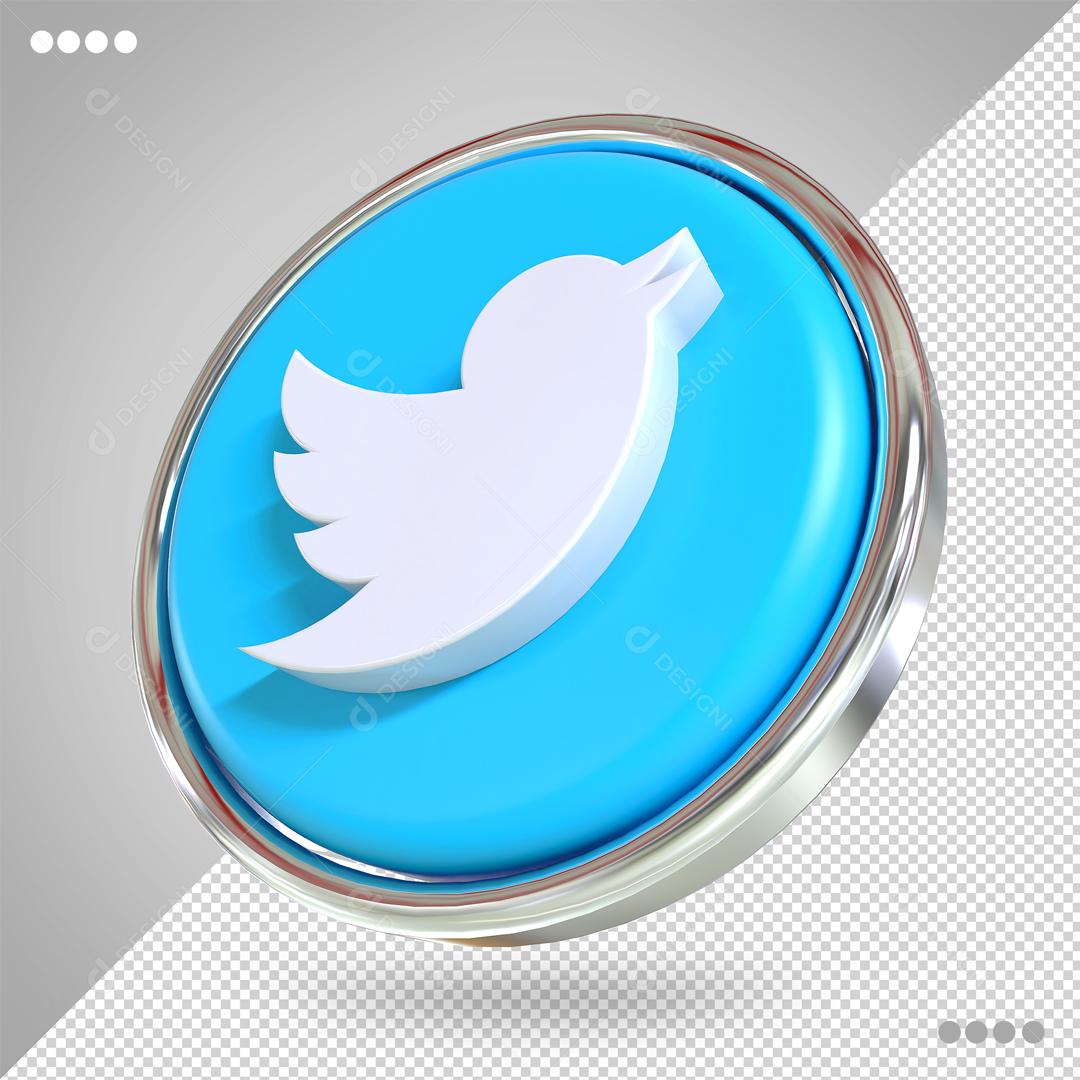 Ícone Twitter 3D Elemento Para Composição PSD