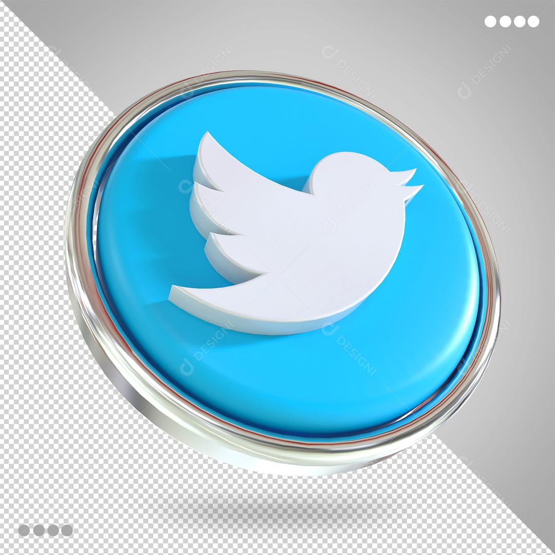 Ícone 3D Twitter Para Composição PSD