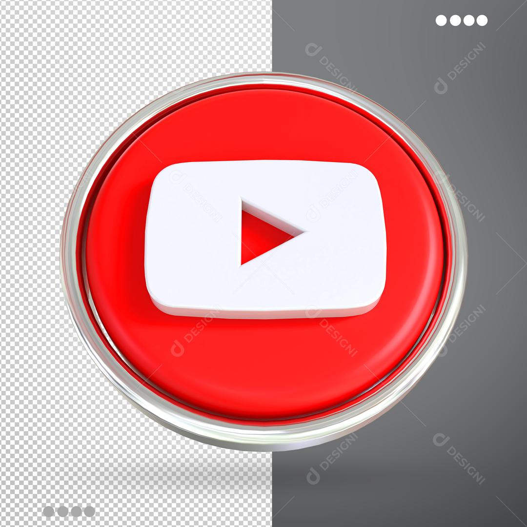Ícone Youtube 3D Elemento Para Composição PSD